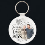 Modern Son , grandson Birthday Typography Photo Keychain<br><div class="desc">This birthday greeting design is created specifically for a son and can also be meaningfully used for someone who is like a son, nephew or son-in-law, . It suits gifting from grandparents, parents, uncles, aunties, in-laws or anyone wishing to express love and pride toward a son figure. The design features...</div>