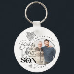 Modern Son , grandson Birthday Typography Photo Keychain<br><div class="desc">This birthday greeting design is created specifically for a son and can also be meaningfully used for someone who is like a son, nephew or son-in-law, . It suits gifting from grandparents, parents, uncles, aunties, in-laws or anyone wishing to express love and pride toward a son figure. The design features...</div>