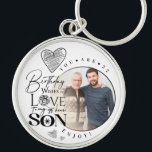 Modern Son , grandson Birthday Typography Photo Keychain<br><div class="desc">This birthday greeting design is created specifically for a son and can also be meaningfully used for someone who is like a son, nephew or son-in-law, . It suits gifting from grandparents, parents, uncles, aunties, in-laws or anyone wishing to express love and pride toward a son figure. The design features...</div>