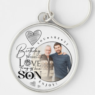 Modern Son , grandson Birthday Typography Photo Keychain