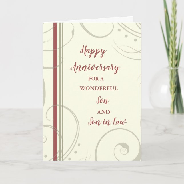 Modern Son & Son in Law Wedding Anniversary Card (Front)