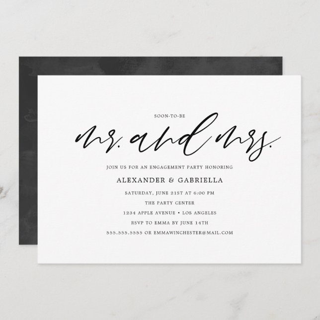 Modern Soon-To-Be Mr. & Mrs. Engagement Party Invitation (Front/Back)