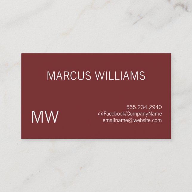 Modern Sophisticated / Deep Red Grey Business Card (Front)