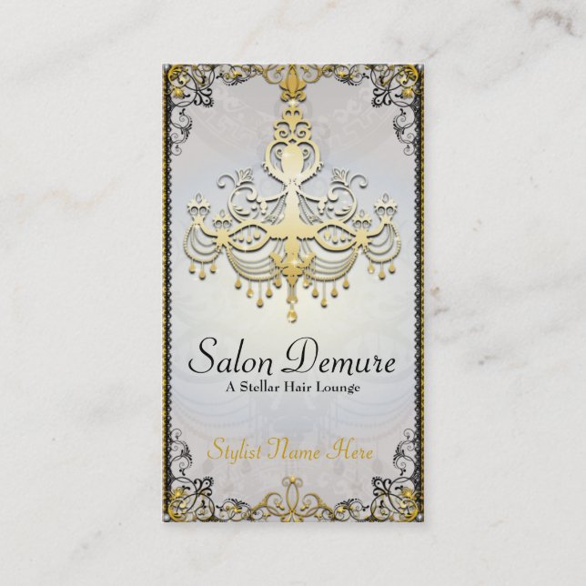 Modern Sophisticated Gold  Designer Salon Appointment Card (Front)