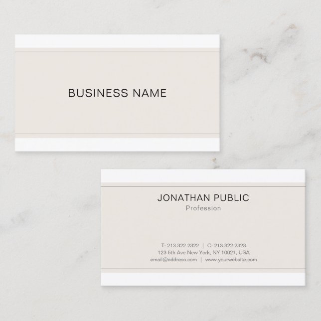 Modern Sophisticated Minimalist Trendy Plain Business Card (Front/Back)