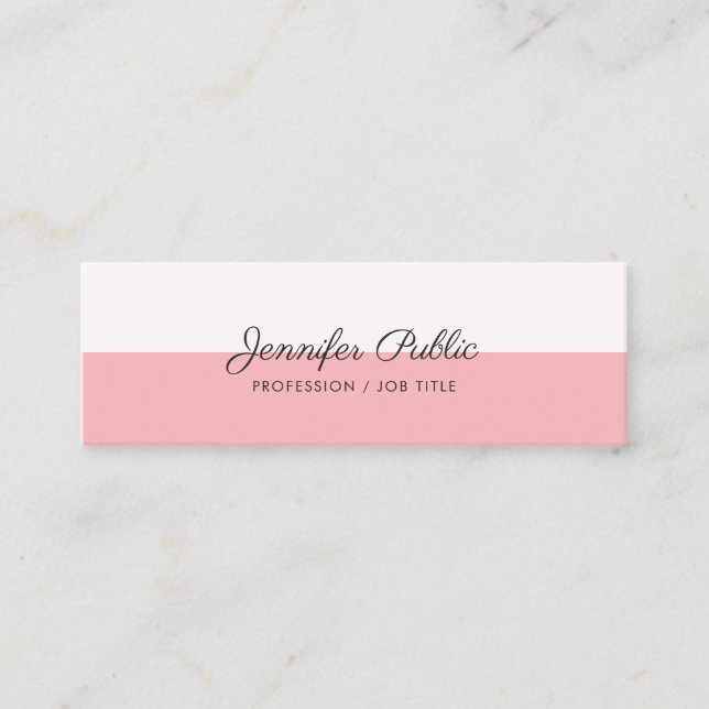 Modern Sophisticated Pink Clean Plain Trending Mini Business Card (Front)