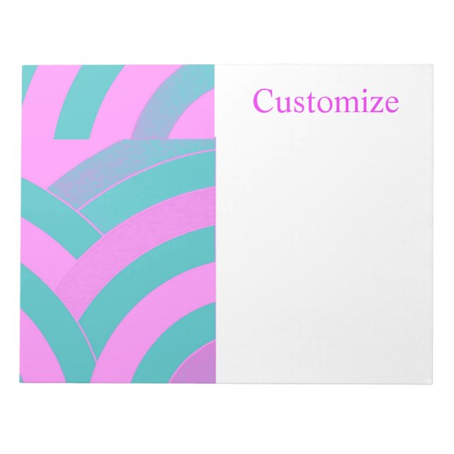 modern sophisticated stylish pink/green chevrons  notepad (Front)