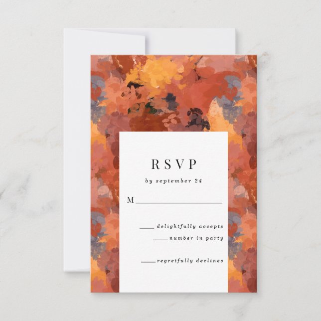 Modern Sophisticated Terracotta Boho Wedding RSVP Card (Front)