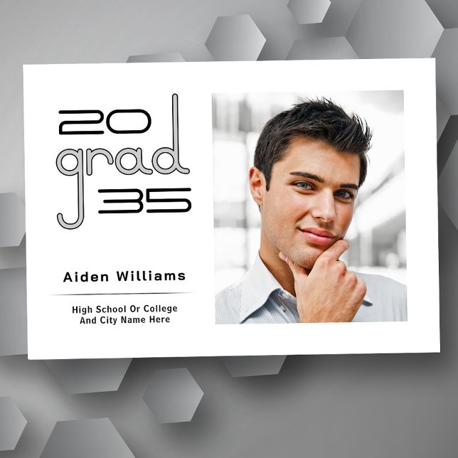 Modern Sophisticated Unique High Tech Photo Grad Announcement (Available in high quality print or instant download for quick messaging, email or self printing.)