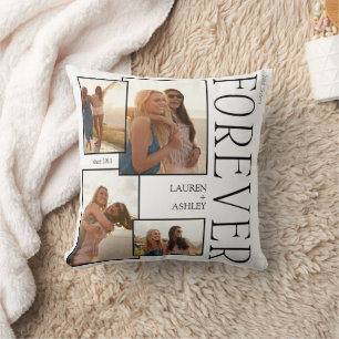 Modern Soul Sisters Forever 4 Photo Collage Throw Pillow