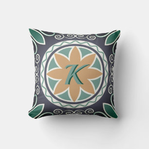 Modern Southwest Tile Design Monogrammed Throw Pillow