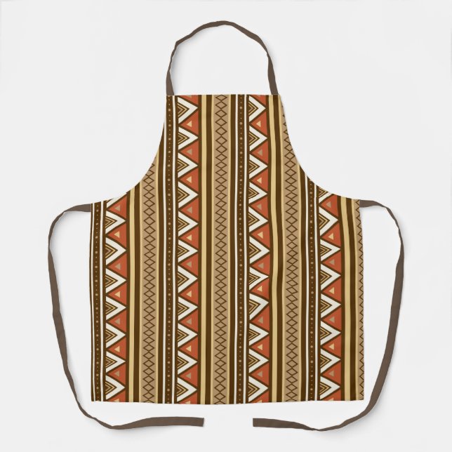 Modern Southwestern Geometric, Brown, Tan & Rust Apron (Front)
