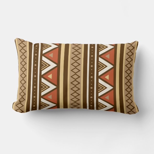 Modern Southwestern Geometric, Brown, Tan & Rust Lumbar Pillow (Front)
