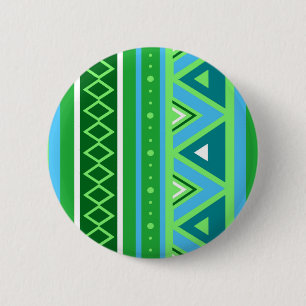 Modern Southwestern Geometric, Green and Aqua 2 Inch Round Button