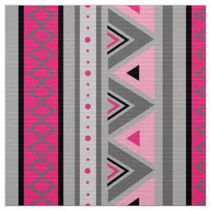 Modern Southwestern Geometric, Pink and Grey Fabric