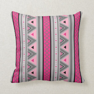 Modern Southwestern Geometric, Pink and Grey Throw Pillow
