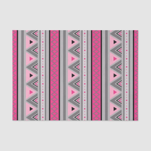 Modern Southwestern Geometric, Pink and Grey Tissue Paper (Front)