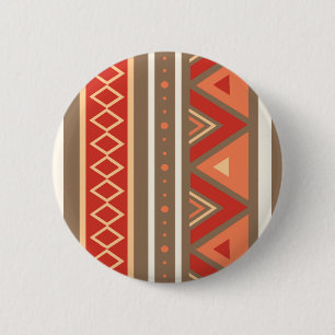 Modern Southwestern Geometric, Taupe & Orange 2 Inch Round Button