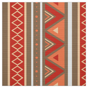 Modern Southwestern Geometric, Taupe & Orange Fabric