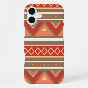 Modern Southwestern Geometric, Taupe & Orange iPhone 16 Plus Case