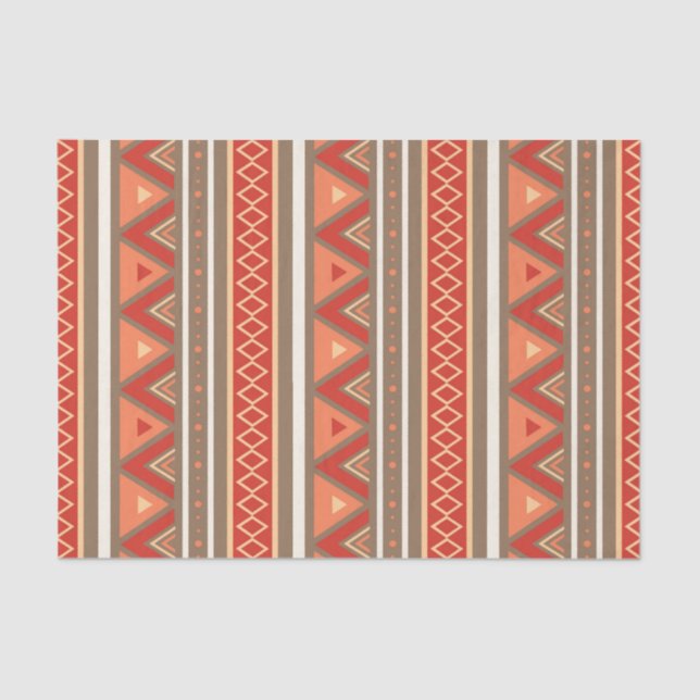 Modern Southwestern Geometric, Taupe & Orange Tissue Paper (Front)