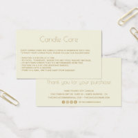 Modern Soy Candle Care Card with Logo