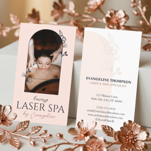 Modern Spa Laser Specialist Floral Rose Arch Photo Business Card