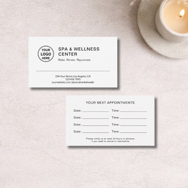 Modern Spa Wellness Appointment Card (Modern Spa Wellness Appointment Card)