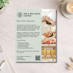 Modern Spa Wellness Sage Green Promotional Flyer