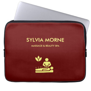 Modern spa yellow silhouette maroon laptop sleeve