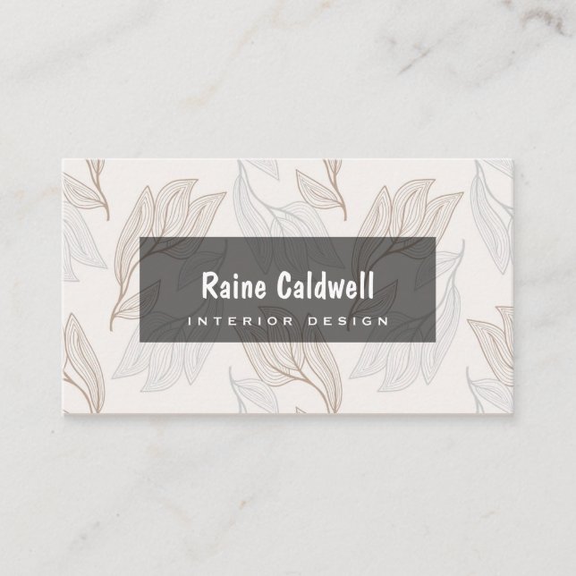 Modern Space Designer leaves aesthetic. Business Card (Front)