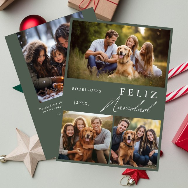Modern Spanish Feliz Navidad Photo Christmas Holiday Card (Creator Uploaded)