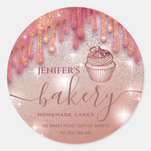 Modern sparkle  drips cupcake bakery label