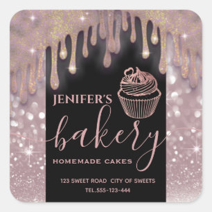 Modern sparkle  drips cupcake bakery label