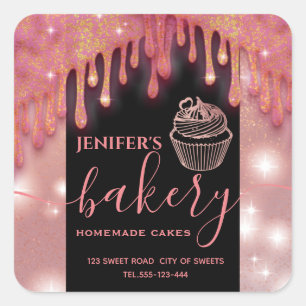 Modern sparkle  drips cupcake bakery label