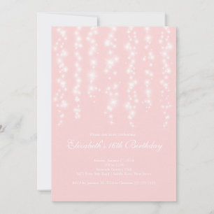 Modern Sparkle Pink Sweet Sixteen Birthday Party Invitation