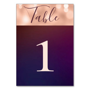 Modern Sparkling Burgundy Rose Gold  Wedding Table Number