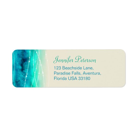 Modern sparkling seas wedding return reply address return address label