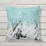 Modern Sparkly Aqua White Marble Glitter Gradient Outdoor Pillow<br><div class="desc">This modern and glamourous design is a fusion of two popular design trends; glitter and marble. It features aqua blue faux printed glitter sequin striped gradient ombre on top of a white and black contemporary marble stone background. It's elegant, chic, and stylish! ***IMPORTANT DESIGN NOTE: For any custom design request...</div>
