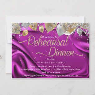 Modern Sparkly Purple Minimal Rehearsal Dinner Invitation