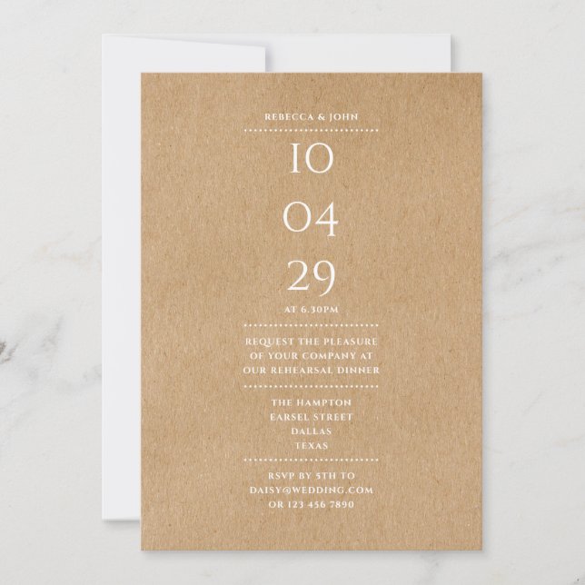 Modern Special Date Rustic Rehearsal Dinner Invitation (Front)