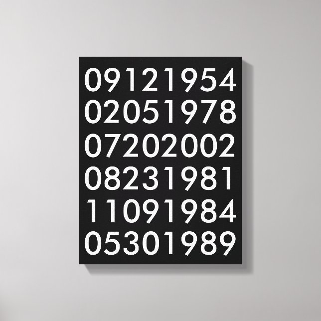 Modern Special Dates Canvas Print (Front)