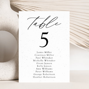 Modern Speckled Table Number Seating Chart
