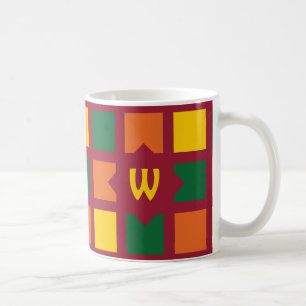Modern Spicy Colours Geometric Squares Monogram Coffee Mug