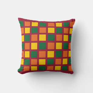 Modern Spicy Colours Geometric Squares  Throw Pillow