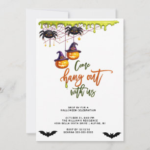 Modern Spider Halloween Hang Out With Us Party Invitation