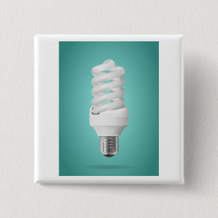 Modern Spiral Compact Fluorescent Lightbulb 2 Inch Square Button