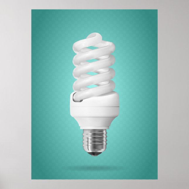 Modern Spiral Compact Fluorescent Lightbulb Poster (Front)