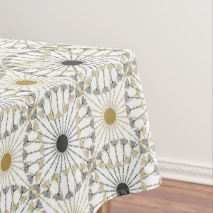 Modern Spirals In Gold and Black Tablecloth