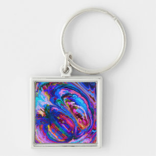 Modern Splash of Purple Hue Paints Keychain